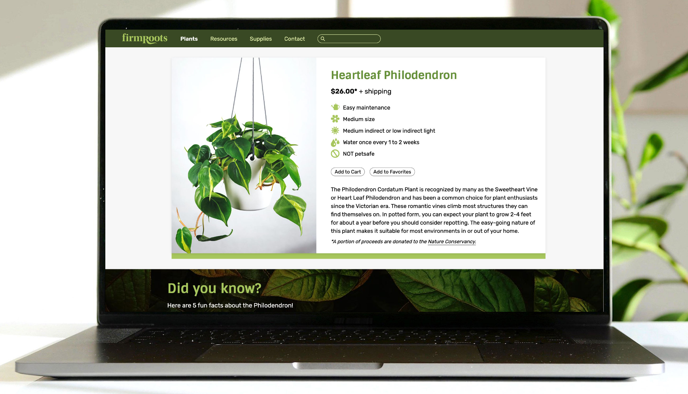 firmRoots Mockup: Plant Page